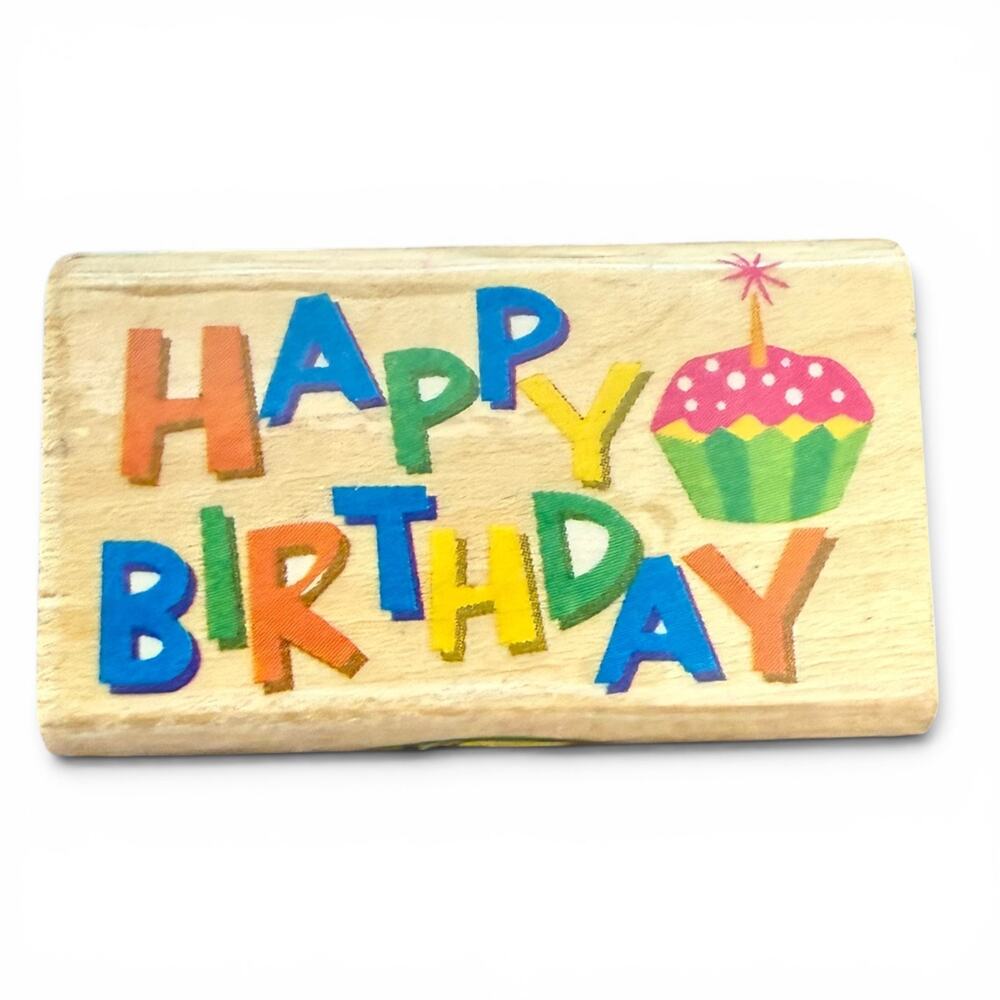 It's So Me! Happy Birthday With Cupcake Rubber Stamp